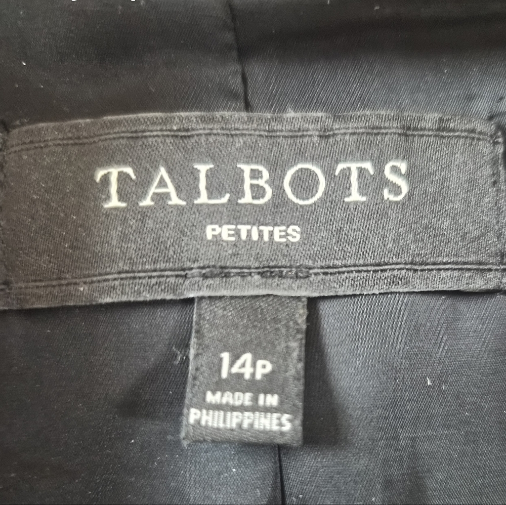 ​Talbots 14P Black Wool Blend Open Front Blazer - Professional Petite Jacket - Picture 3 of 9